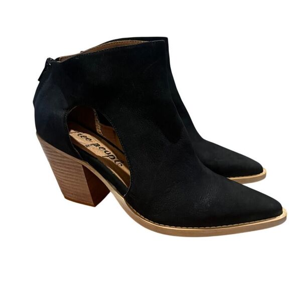 Free People Wilder Black Leather Ankle Booties Size 37 US 7 - Picture 4 of 9